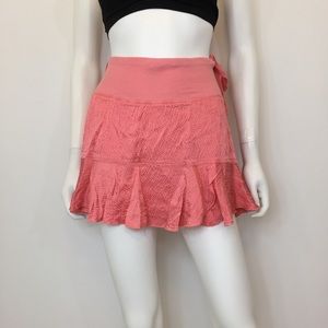 Bebe Coral Silk Mini Skirt S